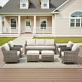 thumbnail image 2 of Bellefurn 8 Pieces Patio Furniture Sets with Swivel Chairs,All-Weather Wicker Outdoor Patio Conversation Sets with High Back Outdoor Swivel Rocker Chairs with Couch for Porch Deck Backyard Poolside, 2 of 10