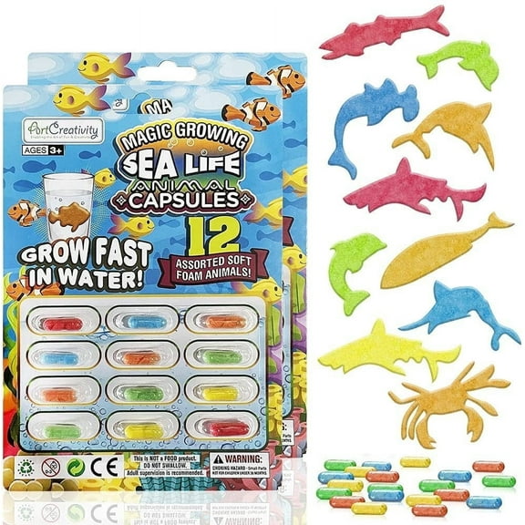 ArtCreativity Magic Growing Sea Animal Capsules – 24-Pack Water-Expanding Toys for Kids, Party Favors for Ages 3 