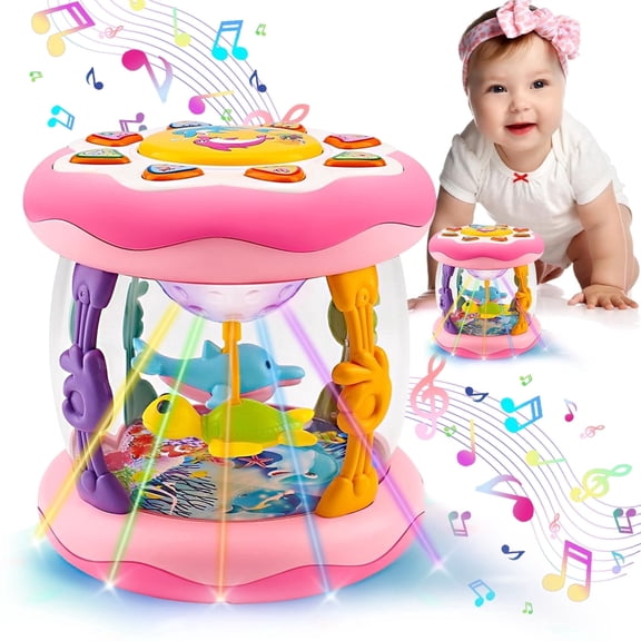 Toys for 1 Year Old Girls - Ocean Rotating Light Up Toy - Crawling Learning Toy for 2 Year Old Toddlers - 6 to 12 Months Baby Birthday Gifts
