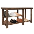 thumbnail image 3 of Fionafurn 33.5" Solid Wood Shoe Bench 3-Tier Shoe Storage Rack Organizer for Entryway Hallway Closet Living Room Bathroom, Brown, 3 of 10