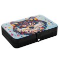 thumbnail image 3 of Leather Jewelry Box Rectangular 8.27x5.5x1.78In Travel Jewelry Storage Earrings Necklace Bracelet Watch Brooch Storage The Wolf and The Rain, 3 of 8