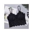 thumbnail image 3 of Women Sexy Lingerie Lace V Neck Crochet Bralette Bra Crop Top Cami Padded Tank, 3 of 3