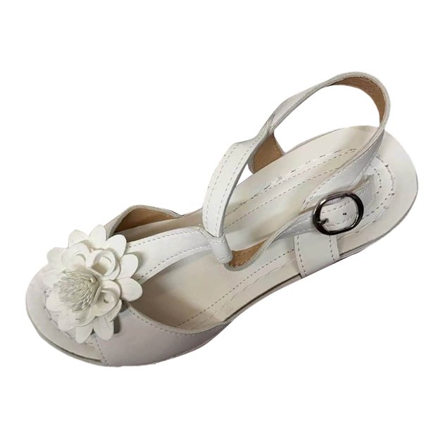 Sandalias de Cuña de las Mujeres Casuales de Moda Flor de Verano Grueso Sueldo Hueco de Una Correa de Tacón Alto Sandalias de Cuña