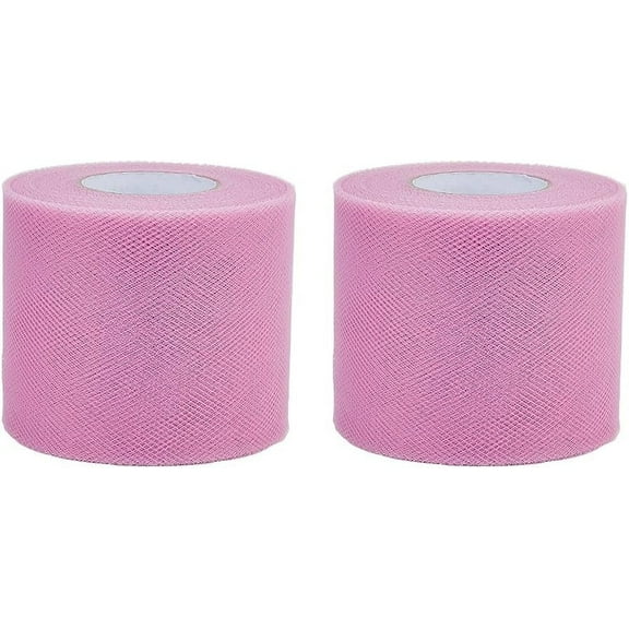 100 Yards Mesh Wreath Supplies 2 rolls Deco Mesh Ribbon Pink Mesh Ribbon Wired Decorative Mesh Ribbbon Elastic Wrapping Tirm for Front Door Wreath Christmas Tree Crafts Jewelry box Packaging