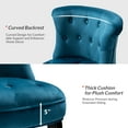 thumbnail image 4 of Modern Velvet Armless Accent Chair Upholstered Button Single Sofa Wooden Legs Home Bedroom Blue, 4 of 12