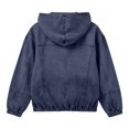thumbnail image 5 of Women Vintage Washed Hooded Zip Jacket, Oversized Long Sleeve Elastic Hem Loose Casual Street Outerwear(Navy,L), 5 of 5