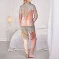 thumbnail image 3 of KLL Abstract Marble Texture Print Women's Long Sleeve Pajamas with Pants Sleepwear Loungewear 2 Set-XX-Large, 3 of 8