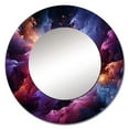 thumbnail image 2 of Designart "Gold Purple Fractal Interstellar Dreams" Fractals Gold Large Round Mirror - Round Mirror Wall Décor - Industrial Round Printed Mirror 23" x 23" Inch, 2 of 5