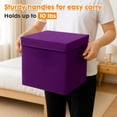 thumbnail image 4 of PinkSheep Collapsible Storage Bins with Lids, Stackable Fabric Cube Storage Organizer Basket Bin with Handles (10.5" x 10.5"), 2 Pack, Purple, 4 of 9