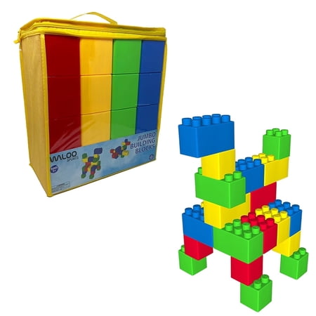 Waloo Sports Jumbo Building Blocks for Toddlers and Kids, 25 Pc Set, Multicolor
