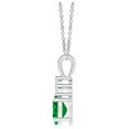 thumbnail image 2 of ANGARA Natural Oval Emerald Solitaire Pendant with Trio Diamond in 925 Sterling Silver for Women (Size-6x4mm) | May Birthstone, Anniversary, Jewelry Gift for Women | Natural Emerald Necklace, 2 of 7