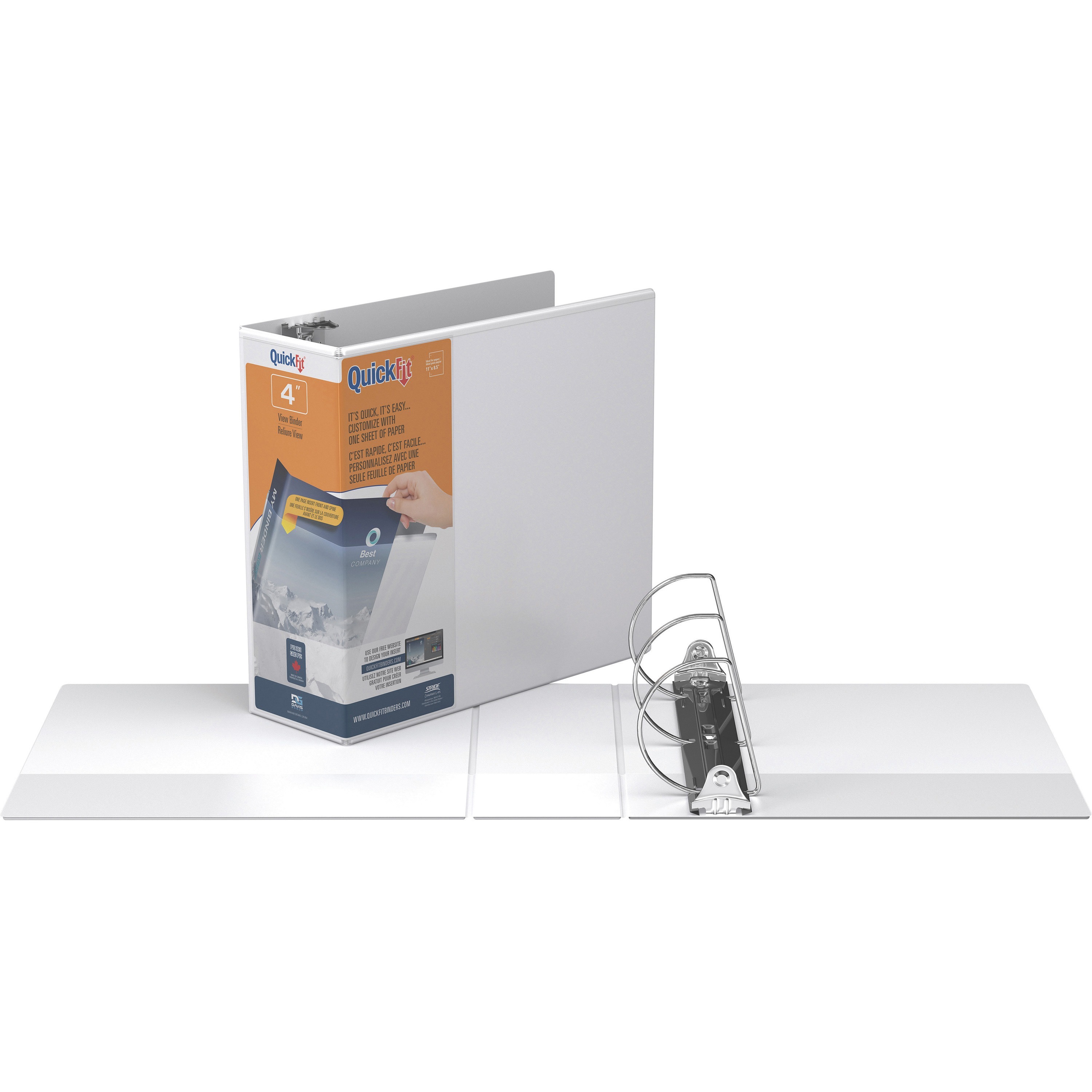 QuickFit, STW87060, DRing View Binders, 1 Each, White