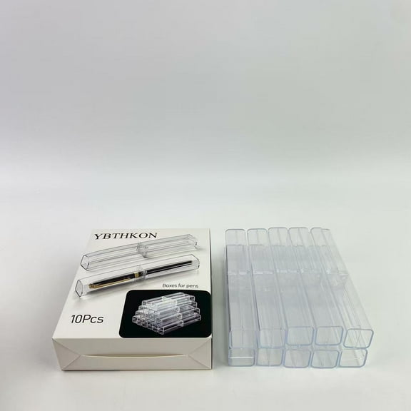 YBTHKON Boxes for pen, acrylic transparent pen gift box, plastic single reusable ballpoint pen storage display box