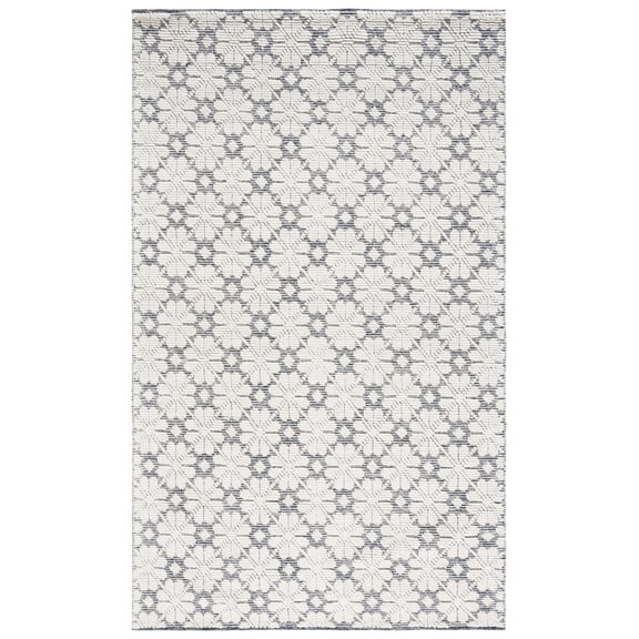 SAFAVIEH Vermont Orval Geometric Floral Wool Area Rug, Ivory/Navy, 3' x 5'