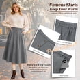 thumbnail image 3 of TEMOFON Womens Midi Skirt High Waisted A Line Skirt Button Front Long Skirt Casual Winter Skirt Fall Fashion Skirt for Women Gray, 3 of 7