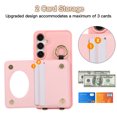 thumbnail image 4 of Back Case for Samsung Galaxy S24, Stylish Slim Fit Card Holder Kickstand Finger Ring Crossbody Strap, PU Leather + TPU Durable Shockproof Protective Phone Case Cover for Women Girls - Pink, 4 of 9