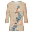 thumbnail image 5 of CYMMPU Spring Tops Crew Neck Floral Pattern Tunic Tops 3/4 Sleeve Loose Fit Summer Fashion Shirts Blouses for Women Dressy Casual Lightweight Basic T-Shirts Pink L, 5 of 5