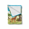 thumbnail image 2 of Turtle Soft Flannel Fleece Throw Blanket, Day in the Jungle Bear Giraffe Treesnd Little Pond with Wild Plants, Cozy Plush for Indoor and Outdoor Use, 70" x 90", Multicolor, by Ambesonne, 2 of 6