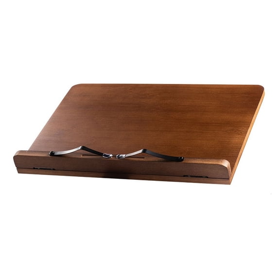 Wooden Bookstand with Adjustable Clip, Non-Slip Desktop Reading Rack for Books