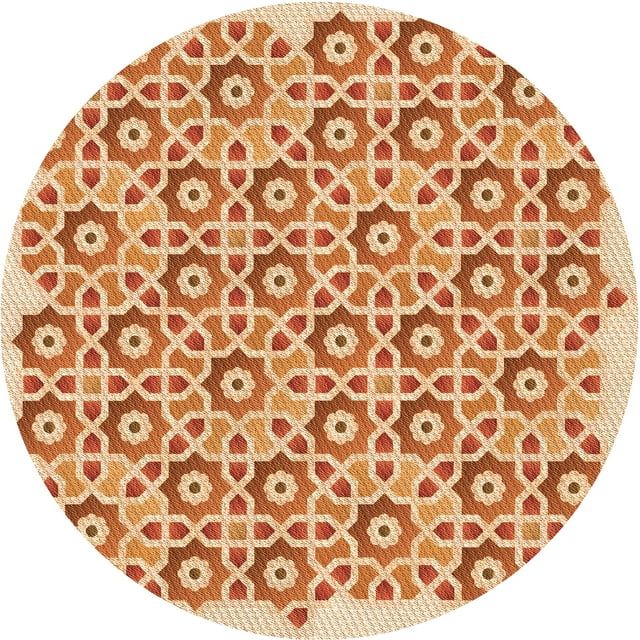 Ahgly Company Tapis d'Intérieur Rond Lavable en Machine Orange Rouge Orange Transitionnel, 3 Pieds Rond