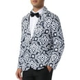 thumbnail image 4 of INSPIRE CHIC Floral Blazer for Men's Formal Notch Lapel One Button Retro Flower Sports Coat M Black, 4 of 6