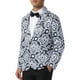 thumbnail image 4 of Blazer Floral INSPIRE CHIC para Hombre con Solapa Notch Formal de Un Botón Retro de Flores S Negro, 4 of 6