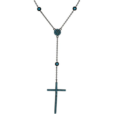 Brinley Co. Women's Turquoise Sterling Silver Cross Chain Fashion Necklace
