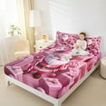 thumbnail image 4 of jejeloiu Lovely Santa Claus Queen Sheet Sets,Sweet Candy Cane Flat Sheet,Girls Pink Christmas Gifts Queen Fitted Sheet For Kids,Ultra Soft Home Decor,4pcs, 4 of 7