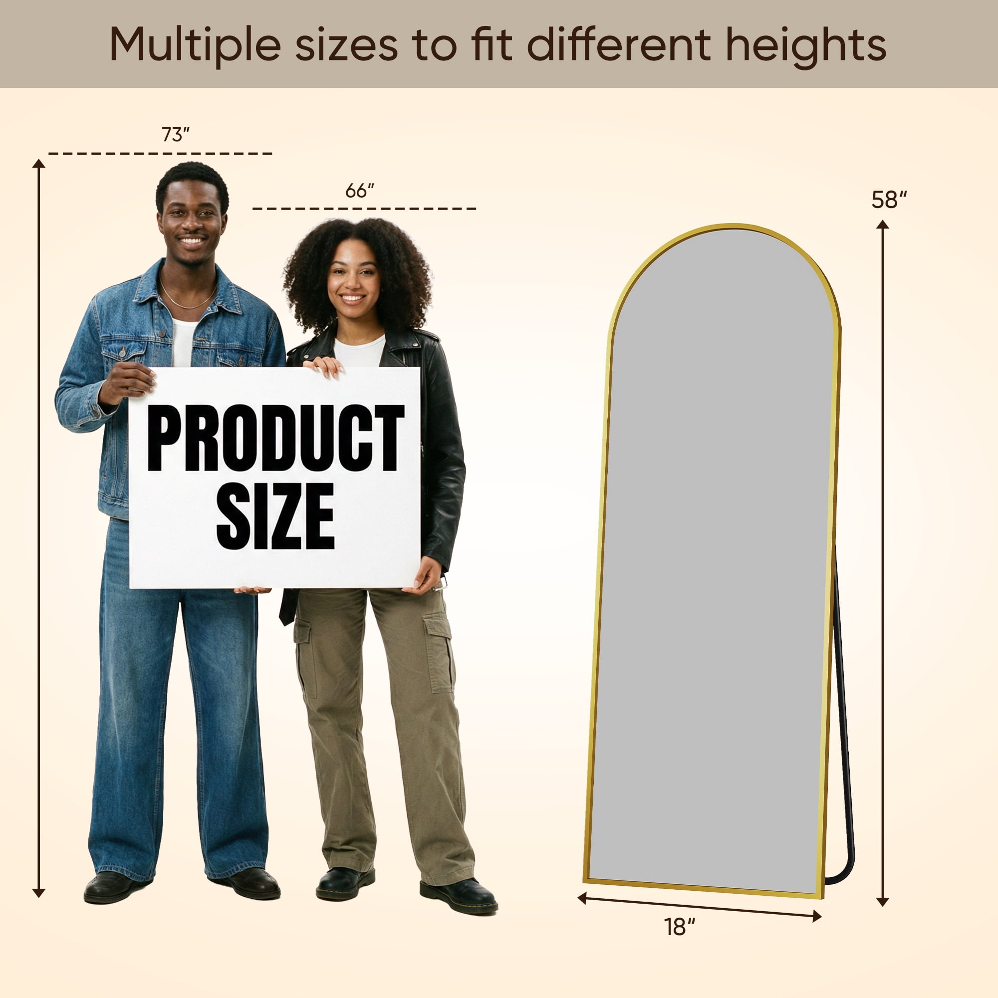 CuteDAY 58"x 18" Full Length Mirror Arched Standing Floor Mirror Full Body Mirror, Gold