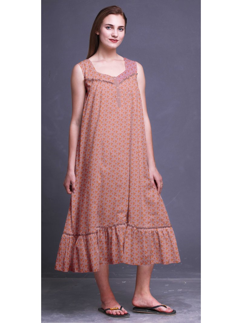 white christmas dresses Women's Nighty Cotton Blend Full Length Printed Night Dress Comfortabl main image 1