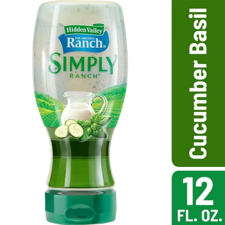 (3 Pack) Hidden Valley Simply Ranch Cucumber Basil Salad Dressing & Topping, Gluten Free - 12 oz