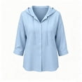 thumbnail image 6 of Akmaiox Sun Shirt Cardigan Women 7 8 Sleeve Button Down Hoodies Portable Lightweight Jacket Hooded with Drawstring Summer Vacation Beach S‑2XL, 6 of 7