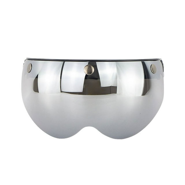 Riwesomey Casco de motocicleta Universal, cascos con visera en forma de W de media cara, pantalla de protección solar, botón pulsador, Gafas de moto Plata