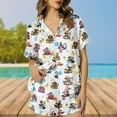 thumbnail image 2 of Funny Characters Satin Pajama Set, Halloween Duck Pool Satin PJs, Spooky Summer Cartoon Sleepwear Women, 2 of 8