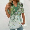 thumbnail image 2 of Tops Cortos para las Mujeres Blusas Impresas Manga Corta Turndown Collar Camiseta, Tops de Blusa para las Mujeres Casual, 2 of 5
