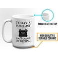 thumbnail image 5 of writer Mug White 15oz - today's forecast 100% chance of writing - Appreciation Journalist Novelist Author Typewriter Inspiring Books Reader, 5 of 7