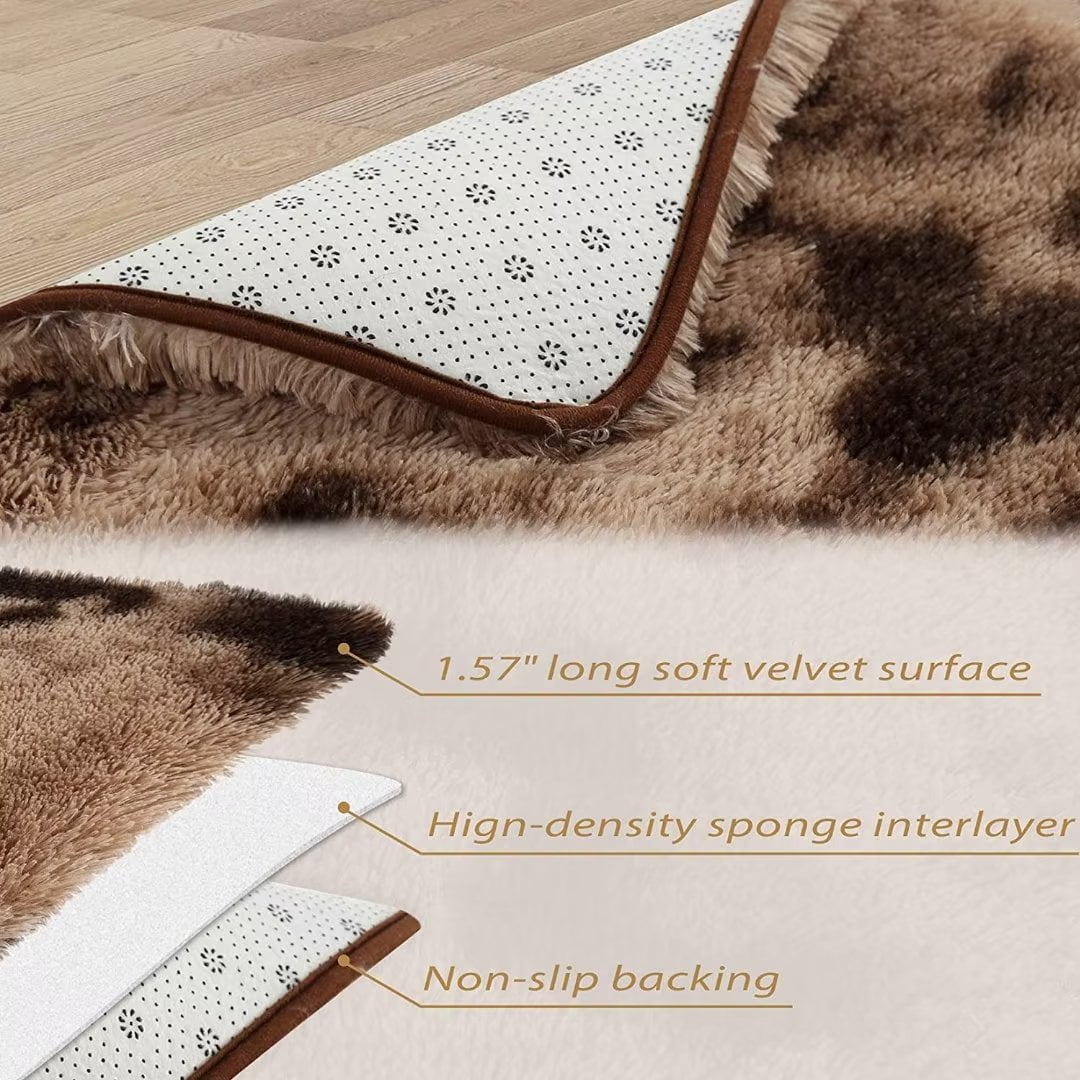 CAROMIO Coffee High Pile Fully Shag Rugs Non-Slip Home Decor for Sitting room living room Bedroom, 5 x 8 feet
