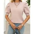 thumbnail image 6 of Cogild Puff Sleeves Sweaters for Womens Short Sleeve Crew Neck Oversized Sweaters Tops Solid Color, 6 of 9