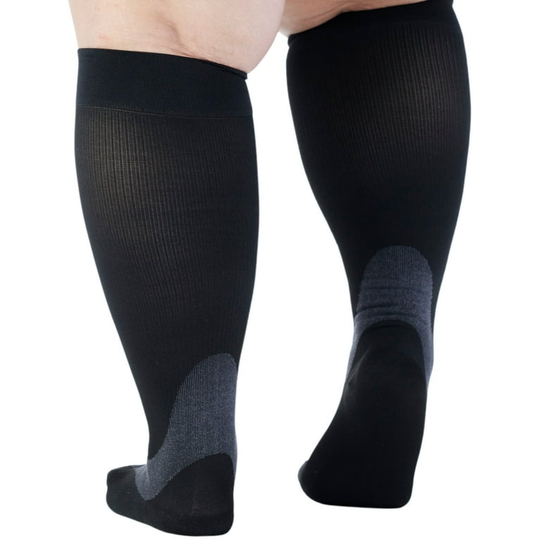 Made in USA - Extra Wide Unisex Support Stockings 20-30mmHg - Black,  2X-Large