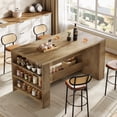 thumbnail image 4 of Finmind 59-inch Bar Table, Farmhouse Counter Height Pub Table with Storage Shelves, 3-Tier Home Bar Unit for Living Room, Bistro, Rustic Brown, 4 of 8