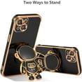thumbnail image 3 of for iPhone 14 Plus Case Cute 6D Astronaut Case with Stand Function Luxury Plating Case Cover Slim Fit Soft TPU Shockproof Bumper Protective Electroplated Case for Girls Boys,6.7 inch,Black, 3 of 12