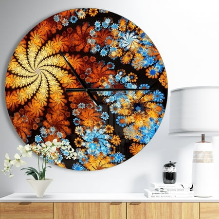 Designart 'Rotating Colorful Flowers ' Modern wall clock