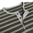 thumbnail image 4 of WTOBBY Men's Casual Long-Sleeve Shirt Striped Henley with Three-Button Design Relaxed Top for Spring and Fall Seasons Everyday Fashion,Army Green L, 4 of 8