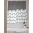 thumbnail image 3 of Sheer Curtains 63 Inch Length 2 Panels Set for Bedroom, Grey Chevron Semi Sheer Curtains for Windows, Geometric Ocean Abstract Wavy Striped White Voile Window Treatments Rod Pocket Curtain, 3 of 7
