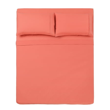 - 4 PC QUEEN SHEET SET CORAL MICROFIBER SOLID -SERIES 1400-