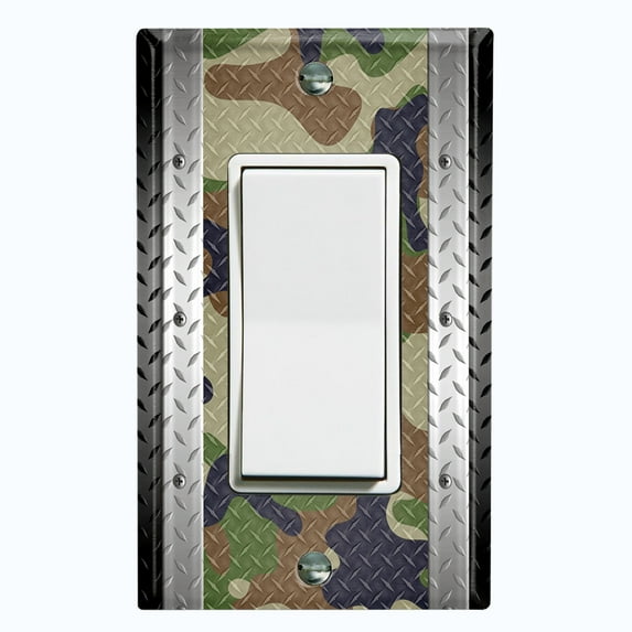 Metal Light Switch Plate Outlet Cover (Multi Camo 2 - Single Rocker)