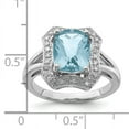 thumbnail image 2 of 925 Sterling Silver Rhodium Checker-Cut Light Swiss Blue Topaz and Diamond Ring Size 7, 2 of 6