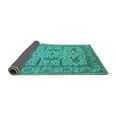 thumbnail image 2 of Ahgly Company Indoor Round Oriental Turquoise Blue Industrial Area Rugs, 4' Round, 2 of 4