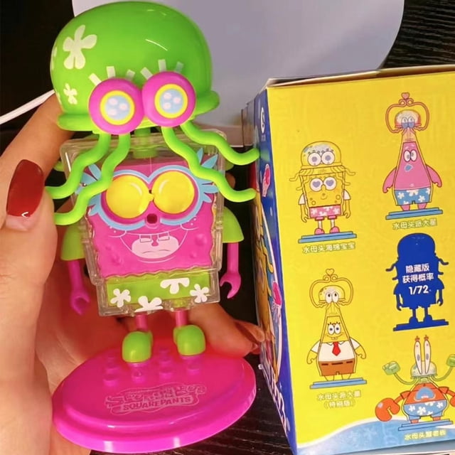 Caja misteriosa de la serie Bob Esponja Original, Mini figura sorpresa, caja de enemigos, cuadrados coleccionables de mantequilla que rebotan, medusas genuinaszhangmengyaSpongeBob Special S+ zhangmengya unisex