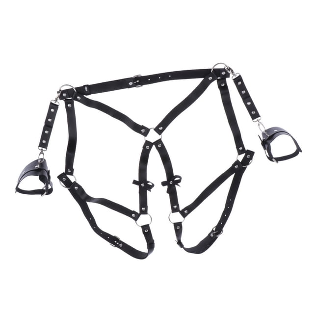 Arnés Sexy De Cuero Para Mujer, Cinturón De Lencería Con Esposas Sunnimix Cinturón de arnés de PU para mujer